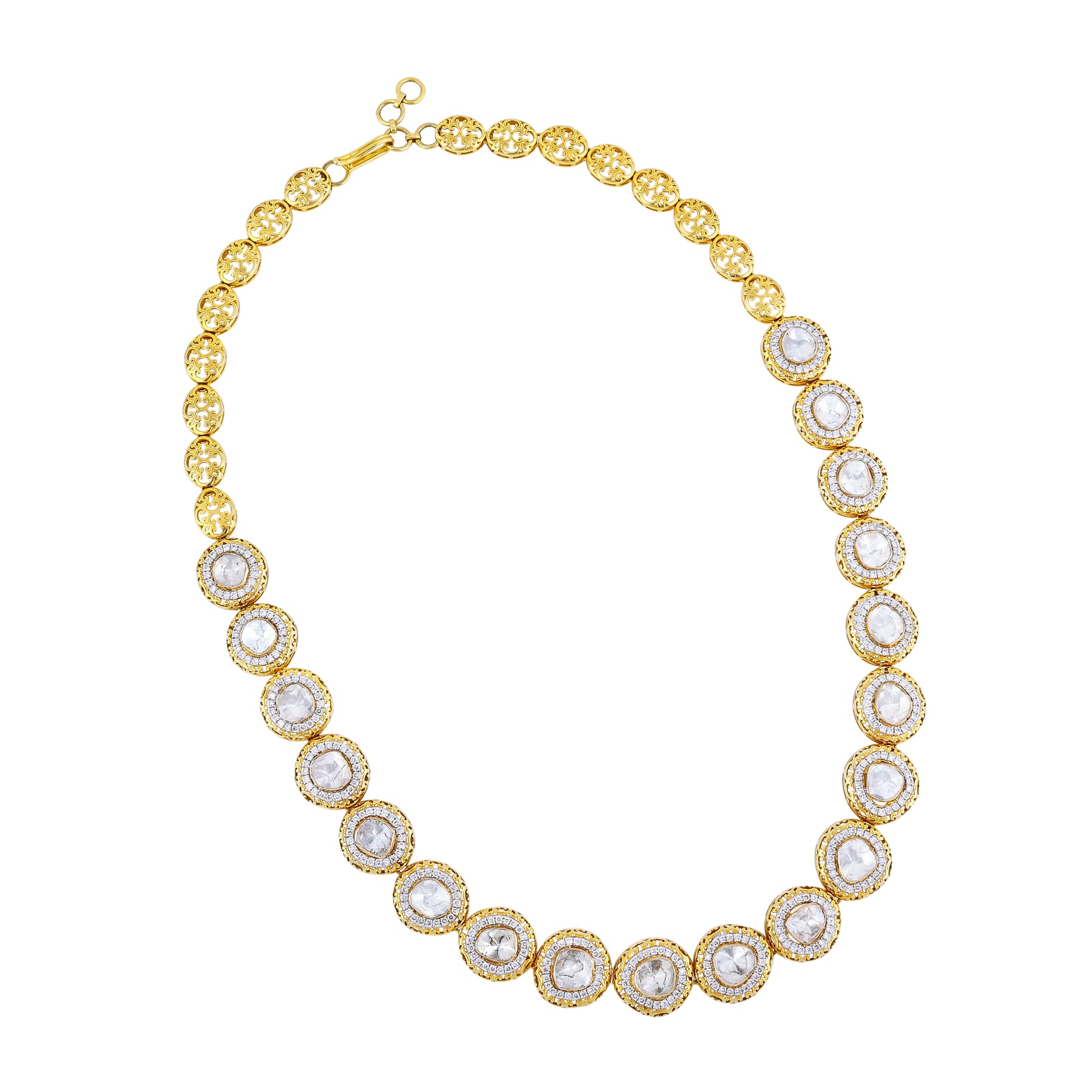 Polki String Necklace with Halo Setting